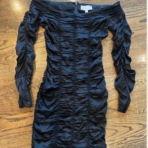 & other stories long-sleeve bodycon black dress